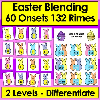 Preview of Easter Activities Blending With My Peeps Onsets Rimes 2 Levels Differentiate