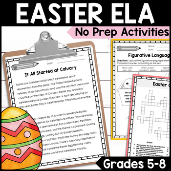 Preview of Easter Activities ELA and Reading | Middle School Easter Printables