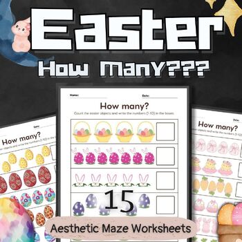 Preview of Easter Activities How Many Counting Math pages Craft Spring STEM April