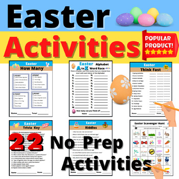 Preview of Easter Activities Lessons No Prep Independent Day Worksheets Sub Plans