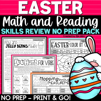 Preview of Spring Activities Easter Math Reading Comprehension Writing Prompts Worksheets