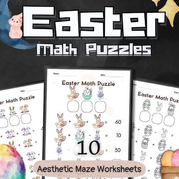 Preview of Easter Activities Math Challenge Coloring pages Craft Spring STEM April