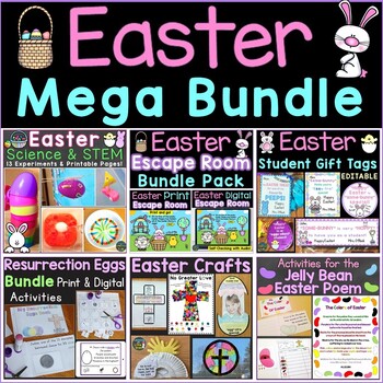 Preview of Easter Activities Mega Bundle Science Crafts Gift Tags Escape Rooms Easter Story