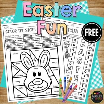 Preview of Easter Activities No Prep Fun Color by Code Printables Math and ELA FREEBIE