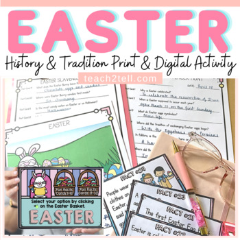 Preview of Easter Activities Reading Comprehension Print and Digital Boom Cards