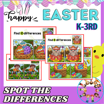 Preview of Easter Activities | Spot The Differences | Easter Egg and Spring Pictures