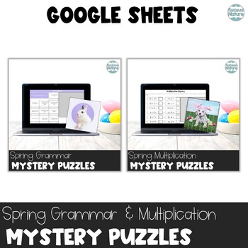 Preview of Easter Activities - Spring Grammar and Multiplication Facts Fluency Bundle