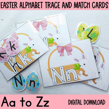Preview of Easter Activities for preschool, Alphabet tracing and match, spring activity
