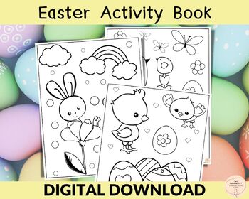 Preview of Easter Activity Book For Kids, Classroom party, Coloring Pages Easter