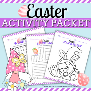 Preview of Easter Activity Booklet, Word Searches, Crossword Puzzles, Mazes, Coloring Page
