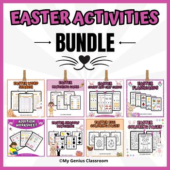 Preview of Easter Activity Bundle For Special Education | Math, Coloring Pages And More!