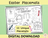 Easter Activity Placemats, Coloring Mats for Kids, Kids Ch