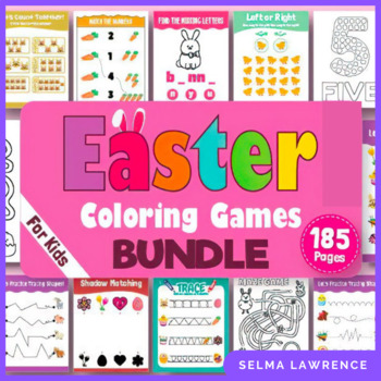Preview of Easter Coloring Games Bundle for Preschool, Pre-K, and Kindergarten kids