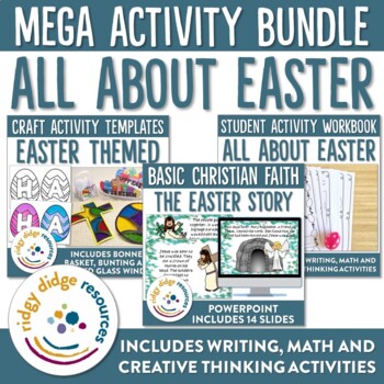 Preview of Easter Activity Bundle Story Powerpoint, Crafts, Student Workbook, Bunting