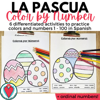 Preview of Spanish Easter Activity - Color By Number - Easter Eggs - La Pascua