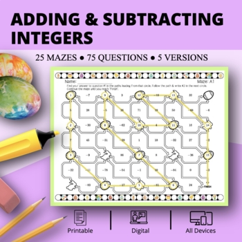Preview of Easter: Adding & Subtracting Positive & Negative Integers Maze Activity