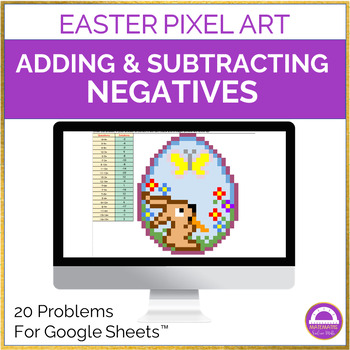 Preview of Easter Adding and Subtracting Negative Integers Pixel Art Activity