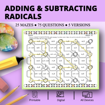 Preview of Easter: Adding and Subtracting Radical Expressions Maze Activity