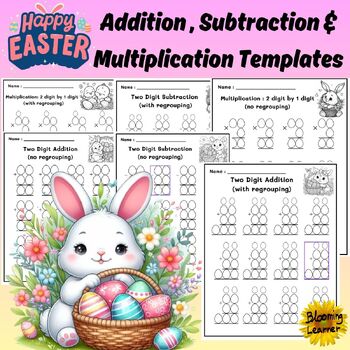 Preview of Easter Addition, Subtraction and Multiplication Templates, Blank Math template