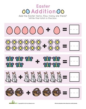 Easter Addition Worksheet by Miss Sophia's Shop | TpT