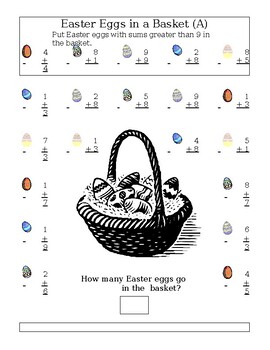 Preview of Easter Addition and 18 (1-8) Math for Easter Math Worksheet Pages