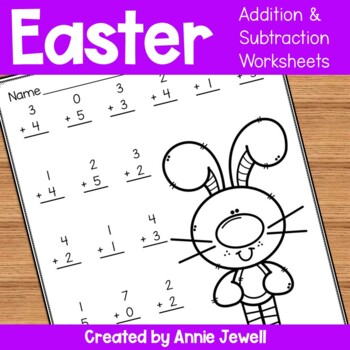 Preview of Easter Addition and Subtraction Worksheets Numbers 1 - 10
