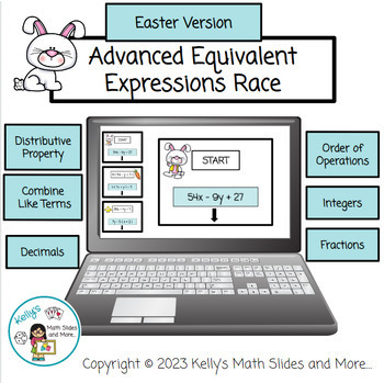 Preview of Easter Advanced Equivalent Expressions Race - Digital Game