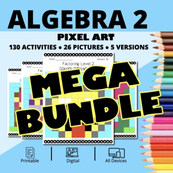 Preview of Easter Algebra 2 BUNDLE: Math Pixel Art Activities