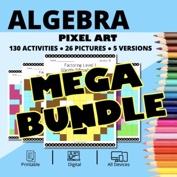 Preview of Easter Algebra BUNDLE: Math Pixel Art Activities