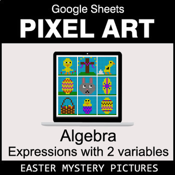 Preview of Easter - Algebra: Expressions with 2 variables - Google Sheets