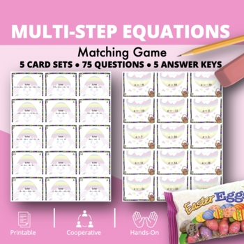 Preview of Easter: Algebra Multi-Step Equations Matching Game