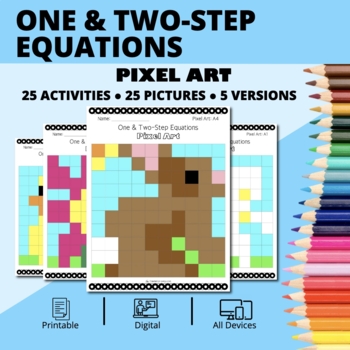 Preview of Easter: Algebra One & Two-Step Equations Pixel Art Activity