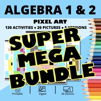 Preview of Easter Algebra SUPER MEGA BUNDLE: Math Pixel Art Activities