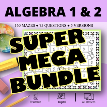 Preview of Easter: Algebra SUPER MEGA BUNDLE Maze Activity