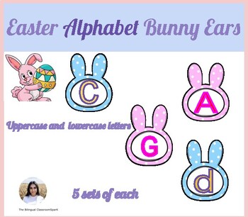 Preview of Easter Alphabet Bunny Ears (Uppercase and Lowercase)