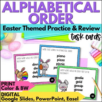 Preview of Easter Alphabetical Order Task Cards - Spring ABC Order Dictionary Skills Review