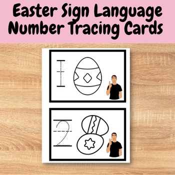 Preview of Easter American Sign Language (ASL) Number Tracing flashcards, numbers 0 - 20