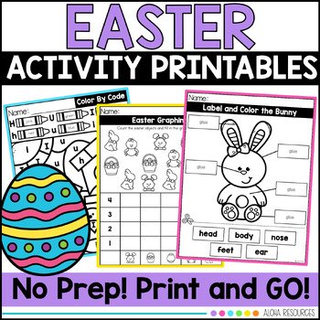 Easter April Activities | No Prep Printables | Math and Literacy