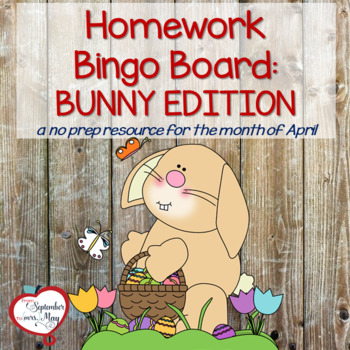 Preview of Easter, April Homework Bingo/Choice Board: Bunny Edition