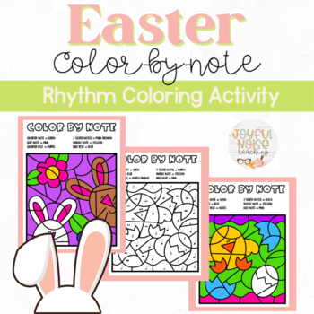 Preview of Easter & April Showers Color-by-Note Music Coloring Pages Activity for Rhythm