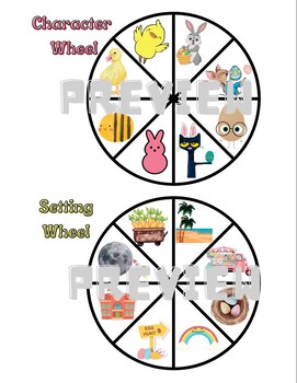 Preview of Easter/April Themed Writing Center Character & Setting Spinners