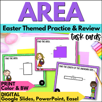 Preview of Easter Area Task Cards - Regular & Irregular Shapes - Spring Practice & Review
