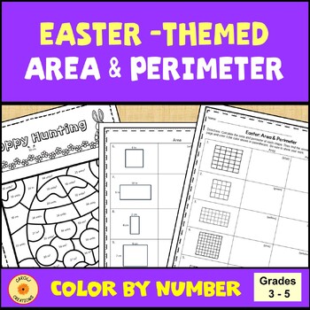 Preview of Easter Area and Perimeter Coloring Worksheet