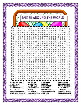 Preview of Easter-Around the World-Word Search, Double Puzzle & Fun Facts