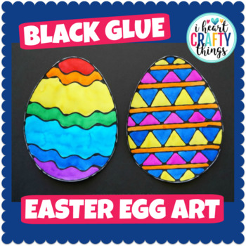 Preview of Easter Art Project -Black Glue Easter Egg Art