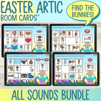 Preview of Easter Articulation Boom Cards™ Find the Hidden Bunnies Bundle