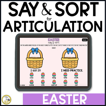 Preview of Easter Articulation Say & Sort - Digital Speech Progress Monitoring