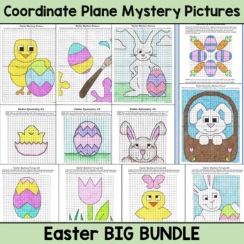 Preview of Easter BIG BUNDLE Coordinate Plane Mystery Graphing Pictures