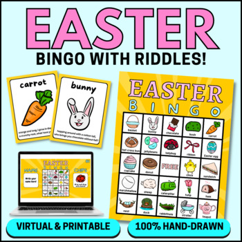 Preview of Easter BINGO with Riddles and Call Cards: Print and Virtual