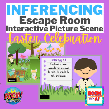 Preview of Easter BOOM CARDS Speech Therapy Making Inferences Interactive Picture NO PRINT